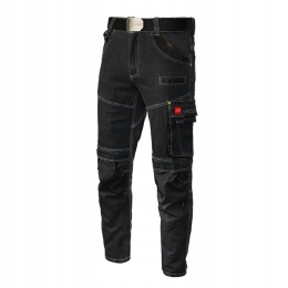 Spodnie ROBOCZE DO PASA JEANS STRETCH BLACK Elastyczne SLIM MONTERSKIE r.XXL