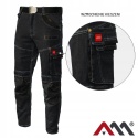 Spodnie ROBOCZE DO PASA JEANS STRETCH BLACK Elastyczne SLIM MONTERSKIE r.XXL