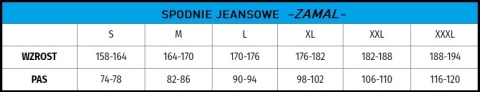 Spodnie ROBOCZE JEANS STRETCH BLUE Elastyczne SLIM MONTERSKIE r.XXL