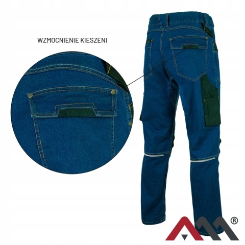 Spodnie ROBOCZE JEANS STRETCH BLUE Elastyczne SLIM MONTERSKIE r.S