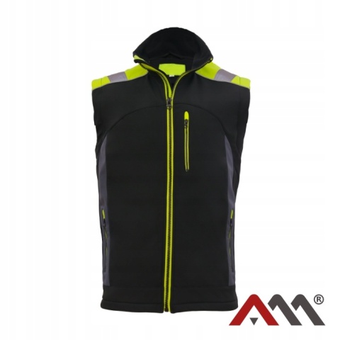 BEZRĘKAWNIK SOFTSHELL ODBLASKOWY MOCNY Kamizelka ocieplana BZR SOFTS r.3XL