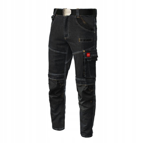 Spodnie ROBOCZE DO PASA JEANS STRETCH BLACK Elastyczne SLIM MONTERSKIE r.L